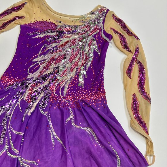 New Figure Skating Dress Size 10 (5~8T) with Hair Scrunchies (120~130cm) - Picture 4 of 14